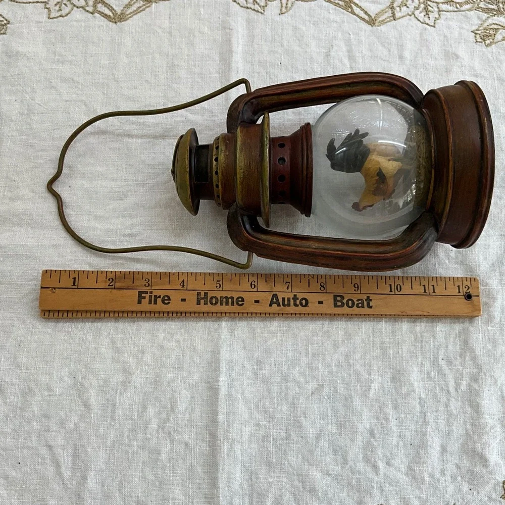 Rustic Farmhouse Rooster Hen‎ Decorative Lantern Glass Globe Figurine BA1089